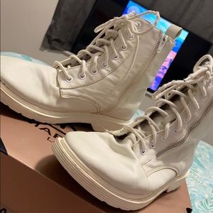 White leather boots